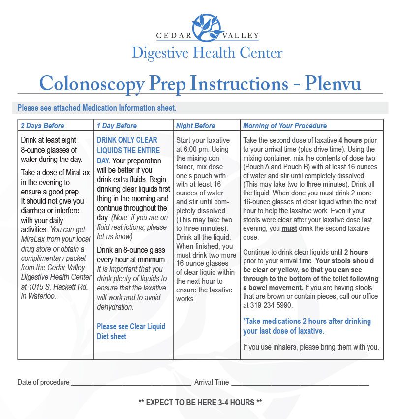 How to prepare for your colonoscopy Cedar Valley Gastroenterology